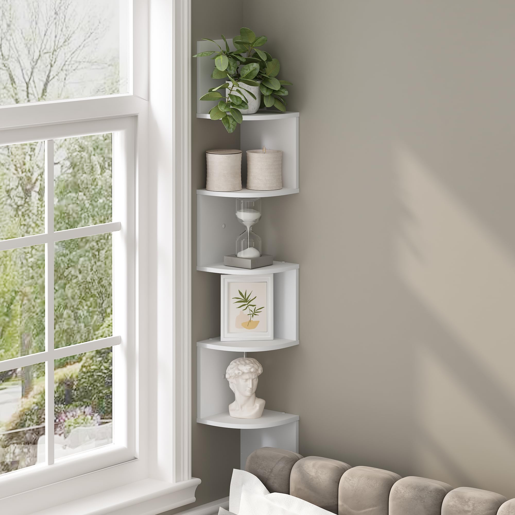 Amazon.com: Furinno Rossi 5-Tier Floating Corner Shelf for